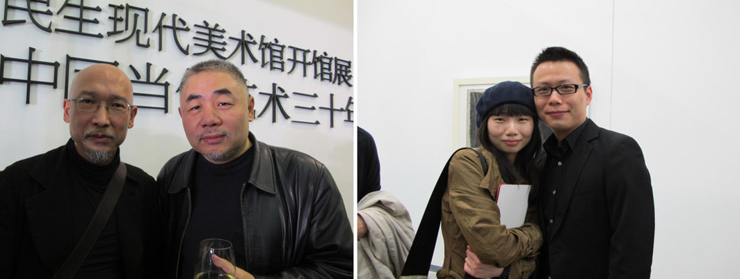左：艺术家张恩利和艺术家宋永平；右：《艺术界》副主编林昱和James Cohan画廊副总监许宇