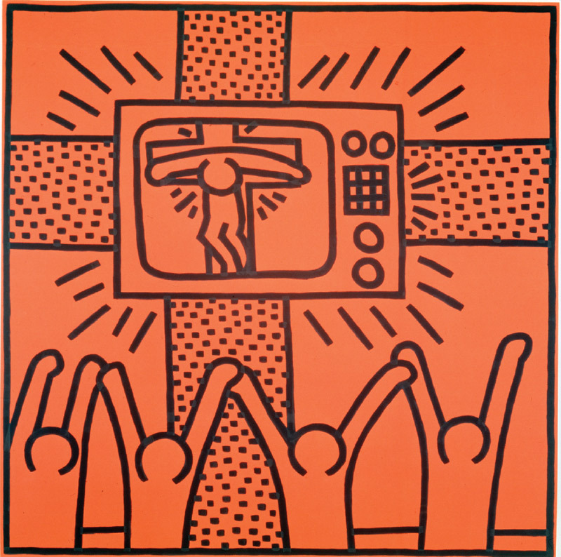 吉斯•哈林，《无题》，1983年，布面丙烯，63x63cm，版权：哈林基金会