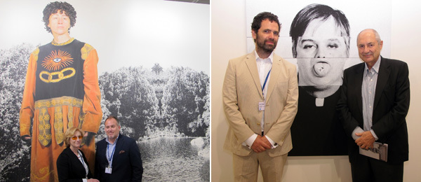 左: Metro Pictures画廊的Helene Winer与Tom Helman. 右: 艺术经纪人 Gavin Brown与收藏家Dakis Joannou。