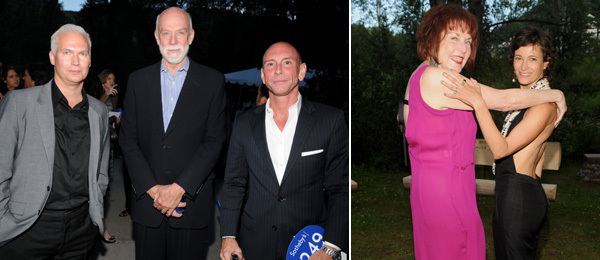 左：MoMA PS1总监Klaus Biesenbach，古根海姆馆长Richard Armstrong和Todd Bishop; 右：艺术家Marilyn Minter和画商 Jeanne Greenberg Rohatyn