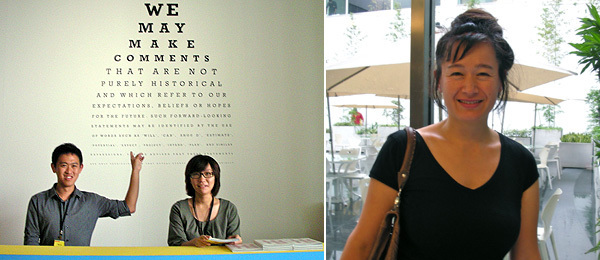 左：2010年台北双年展志愿者； 右：艺术家黑特•史德耶尔。