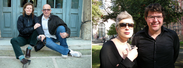 左: 艺术家Julie Ault与Mario Rizzi；右: BAK艺术总监 Maria Hlavajova与BAK策展人Cosmin Costinas。
