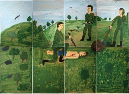 佚名,《无题》, 2008, 乙烯作于MDF上，20.3 x 14.6cm。 选自展览“我们没有看到的战争”。