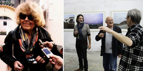 左：玛丽•鲍德里亚女士； 右：左起基基、策展人米歇尔·菲利博、艺术家杰里.伯恩特。