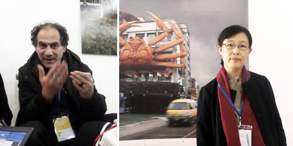左：艺术家帕特里克•扎克曼； 右：韩国艺术家卓仁芽。