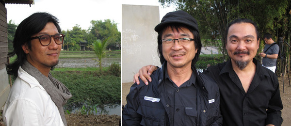 左：策展人吴承祖； 右：清迈大学新媒体与设计部门主管Uthit Atimana、“土地”联合创建人Kamin Lertchaiprasert。