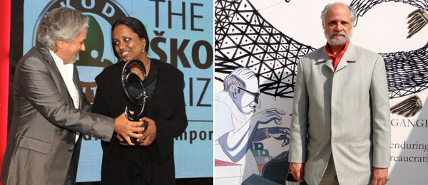 左: 艺术家Anish Kapoor与Mithu Sen； 右: 霍米·巴巴。 
