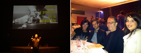 左： 哲学家Manuel de Landa；右： Patronato de Arte Contemporáneo总监Aimee Servitje、 艺术家Yoshua Okon、 哲学家 Manuel de Landa与策展人Sarina Basta。