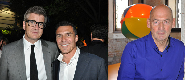 左: 画廊家Jay Jopling与酒店老板Andre Balazs； 右：建筑师库哈斯。