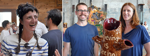 左图：艺术家Lisa Kirk。右图：艺术家Kent Hendricksen 和画廊家 Nicelle Beauchene。
