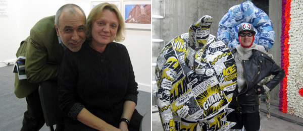 左：NCCA Moscow主任Mikhail Mindlin与XL画廊的Elena Selina在ArtMoscow博览会；右：Andrey Bartenev （摄影：Kate Sutton）。