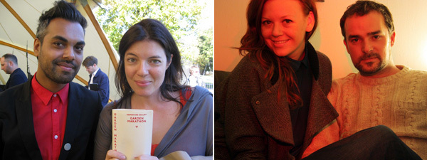 左: Shumon Basar和Antonia Carver； 右: 高古轩的Valerie Blair和Samuel Adams。(摄影: Kate Sutton)。