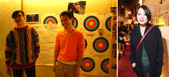 左：双飞组合2位艺术家在5层他们布置的房间里； 右：《艺术界》客户总监胡宇君。