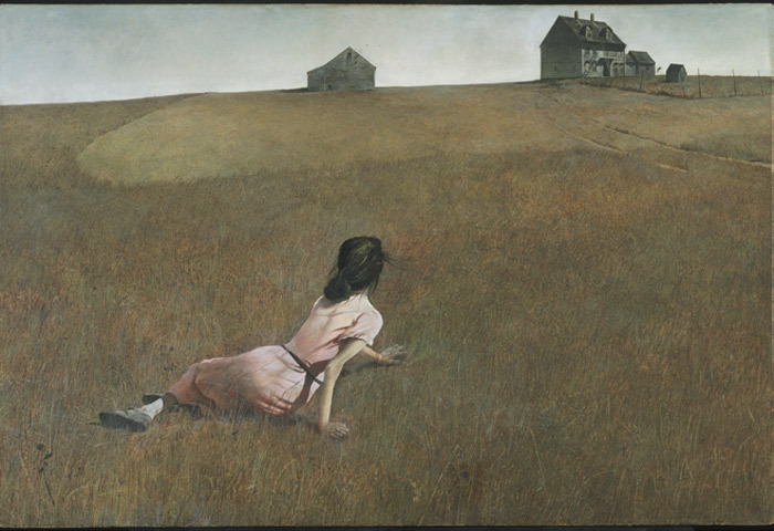 安德鲁•怀斯, 《克里斯蒂娜的世界》, 1948, 木板蛋彩, 81.9 x 121.2cm。