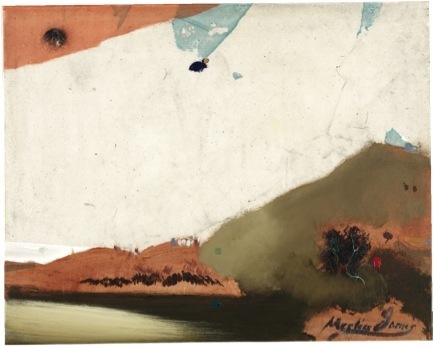莫林·詹姆斯，《沙丘》，2011, 布面丙烯与头发，57 x 75厘米。