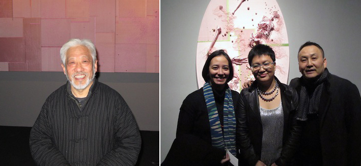 左：栗宪庭; 右：（左起）评论家姚嘉善，艺术家林天苗, 艺术家王功新。