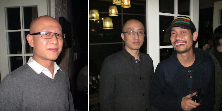 左：艺术家刘韡；右：艺术家们陈晓云与胡向前。