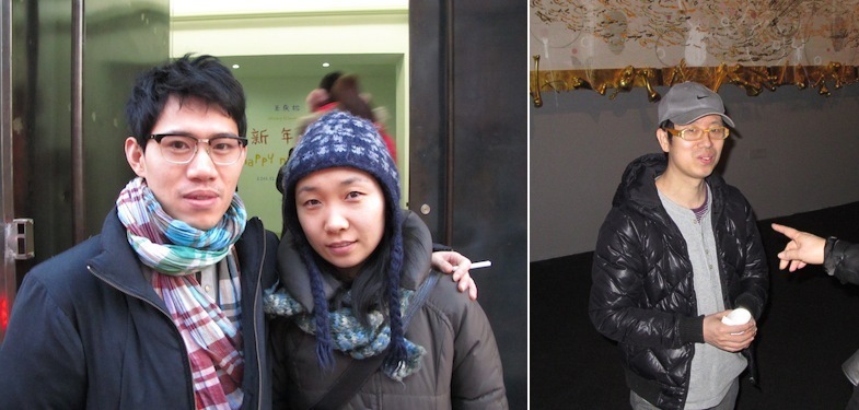 左：艺术家陈维与亚洲当代艺术文献库的中国研究员贺潇；右：艺术家洪浩。