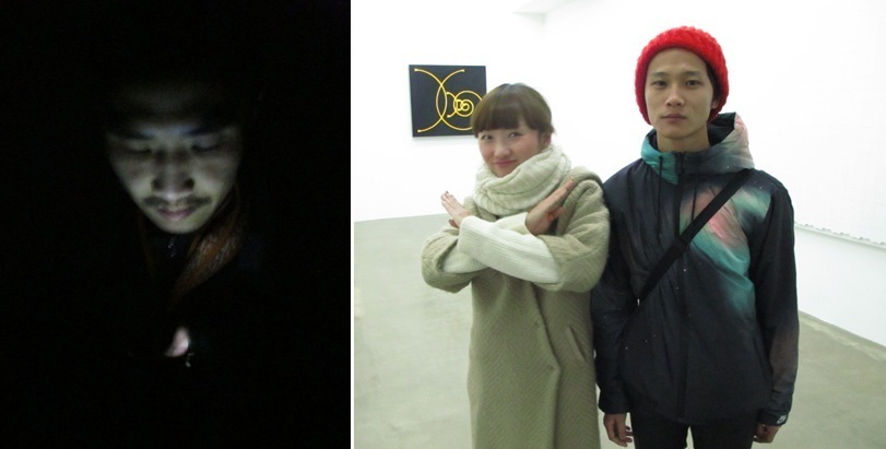 左：艺术家周翊；右：艺术家关小与尉洪磊。