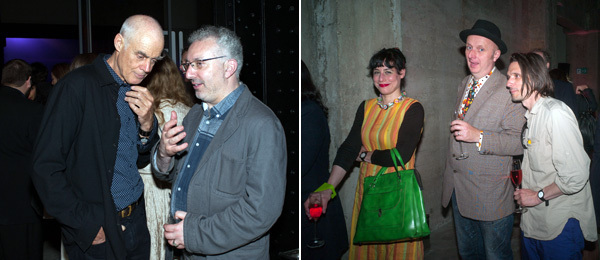 左：艺术家Richard Long和Michael Morris。右：艺术家Jessica Voorsanger，Bob和Roberta Smith，以及Jeremy Deller。