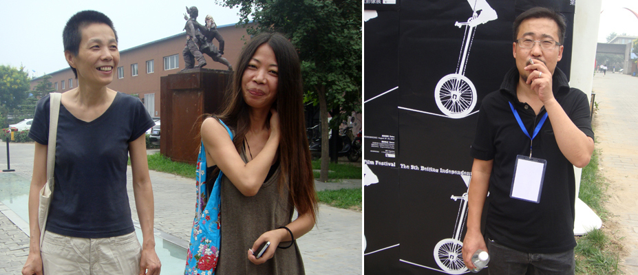 左：导演冯燕（左）和马莉（右）。右：影像展艺术总监王宏伟。