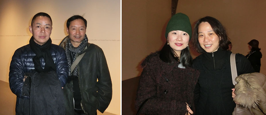 左：艺术家赵能智和友人；右：Art Basel黄小璐和香港白立方画廊总监Laura Zhou。