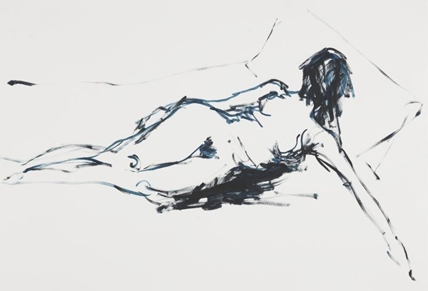 翠西•艾敏、《可逆转的》、2012、纸上树胶水彩、40 x 54”。