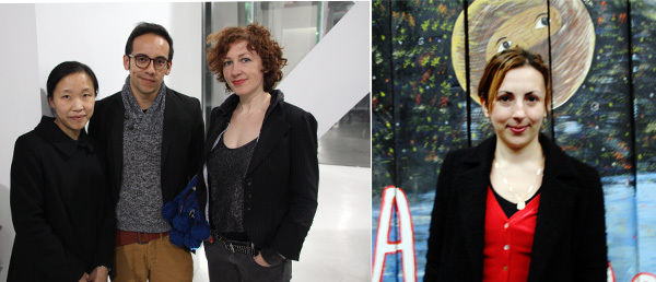 左：策展人卢迎华与英提·格雷罗(Inti Guerrero)与评论家克莱尔·毕肖普（Claire Bishop）；右：策展人比利安娜·思瑞克（Biljana Ciric）。