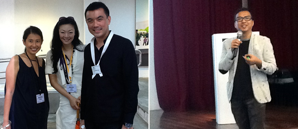 左：Asian Art Options的Audrey Phng, 收藏家Maisy Koh, 军营艺术区的Eugene Tan。右：新加坡艺术博物馆高级策展人Khairuddin Hori。