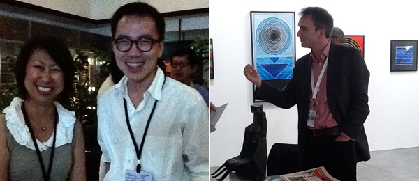 左：新加坡国立画廊总监Chong Siak Ching，收藏家Beh Swan Gin。右：Grosvenor Vadehra的Conor Macklin。