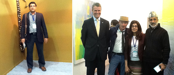 左：ART India 杂志的Abhay Sardesai. 右：藏家 Bernhard Steinruecke, Beaux-Arts 编辑Fabrice Bousteau, Mirchandani + Steinruecke的Ranjana Steinruecke, INTACH的
Aman Nath。