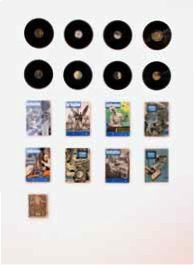 《媒体三明治》，1961–64,唱片、杂志、影印画，尺寸可变.