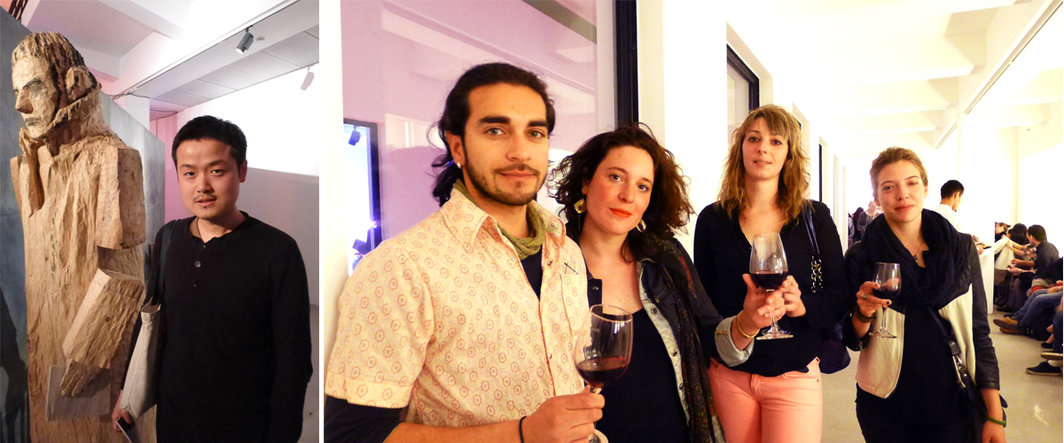 左：艺术家张云垚；右：法国年轻艺术家Roberto Garcia, Violaine Faspard, Marion Bocquet, Maeva Castier。