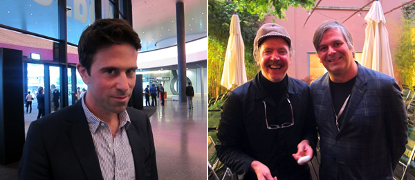 左：艺术无极限的策展人Gianni Jetzer. 右：艺术家Martin Creed 和Rob Pruitt.
