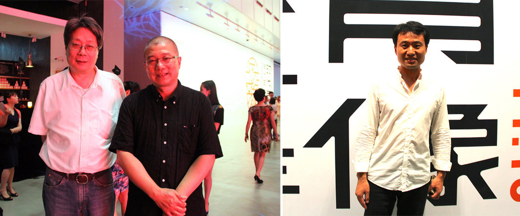 左：艺术家施大畏与中国美术学院院长许江；右：民生美术馆代理执行馆长李峰.