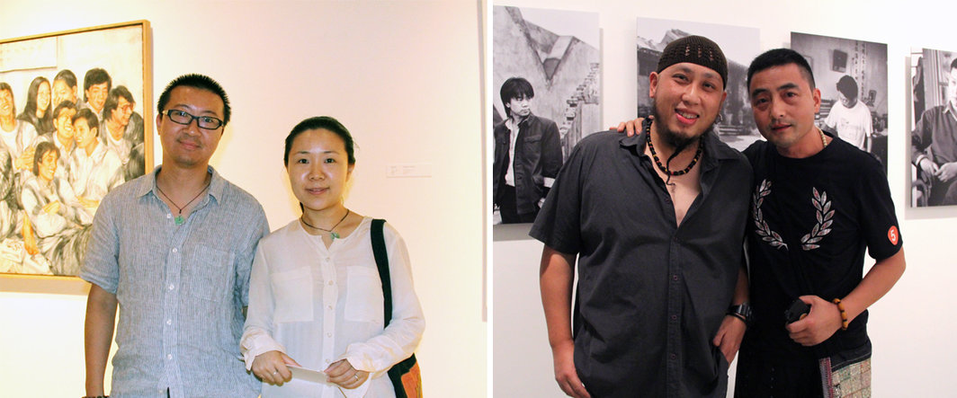 左：艺术家王青与石至莹；右：艺术家马良与肖全.