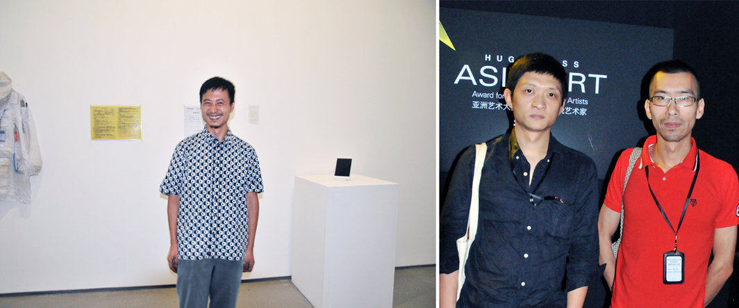 左：艺术家李燎；右：艺术家组合鸟头(季炜煜，宋涛).