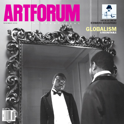 封面: 印卡·修尼巴尔 (Yinka Shonibare), 《多利安灰》(局部), 2001, 12张照片之一, 每张 48 x 60寸. 来自 “全球倾向” 插图: 爱德华·克拉辛斯基（Edward Krasinski）, 《蓝色威士忌》, 1968。照片:尤斯塔斯· 科萨科夫斯基（Eustachy Kossakowski）。