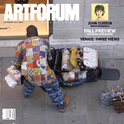 封面：手提袋小贩，威尼斯，2003.照片：罗马·曼升/artdoc.de。来自“展览的图片”。插图：约翰·科林（John Currin），《裸体依·亚瑟》（局部），布面油画，38x32寸。