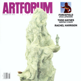 封面: 雷切尔·哈里森（Rachel Harrison）, 《乌托邦》(局部), 2002, 聚苯乙烯、水泥、丙烯、木、陶瓷像和黄铁矿, 84 x 40 x 38寸。照片: 欧伦·斯罗。小图: 《Gorgon Radeo of Forcefield》，2001年10月. 照片: Hisham Akira Bharoocha。
