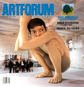 Cover: Ron Mueck, Untitled (boy), 1999–2001, mixed media with fiber-glass resin, 16 x 16 x 16'. Photo: Thorsten Arendt/artdoc.de. Inset: Julian Opie, Landscape ? 3, 1998, acrylic on vinyl and aluminum, 7' 10 1/2&#8220; x 11' 1/2&#8221;.