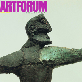 Markus Lüpertz, Titan (detail), 1986, painted bronze, ca 8' 3 9/16&#8220; x 27 1/2&#8221; x 29 1/2". From his installation in “Ambiente Italia,” 43rd Venice Biennale, 1988. Photo: Attilio Maranzo.