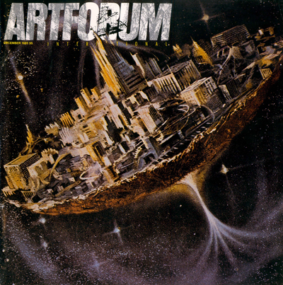 封面：苏伦内维奇（Solenevich）为詹姆斯·布利许（James Blish）《一命换星》（1962年）做的插话，“逃逸的城市”系列。选自纽约杂志1962年9月期《科幻事实科幻小说》。“艺术论坛”logo内为儒勒·凡尔纳的漫画《征服者罗波尔》，1886年。