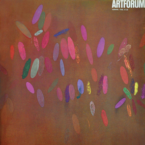 Larry Poons, Brown Sound, acrylic, 96x125", 1968, detail. (Woodward Foundation, Washington, D.C.; color courtesy Kasmin Ltd., London.) (The entire picture is reproduced on page 42.)