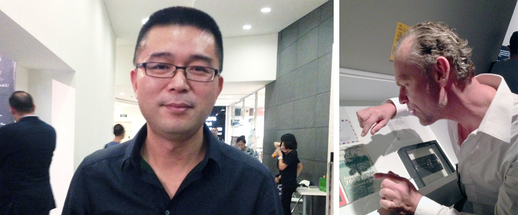 左：蜂巢当代艺术中心负责人夏季风；右：维多利亚米罗画廊亚洲执行官西门柯璧（Simon Kirby）.