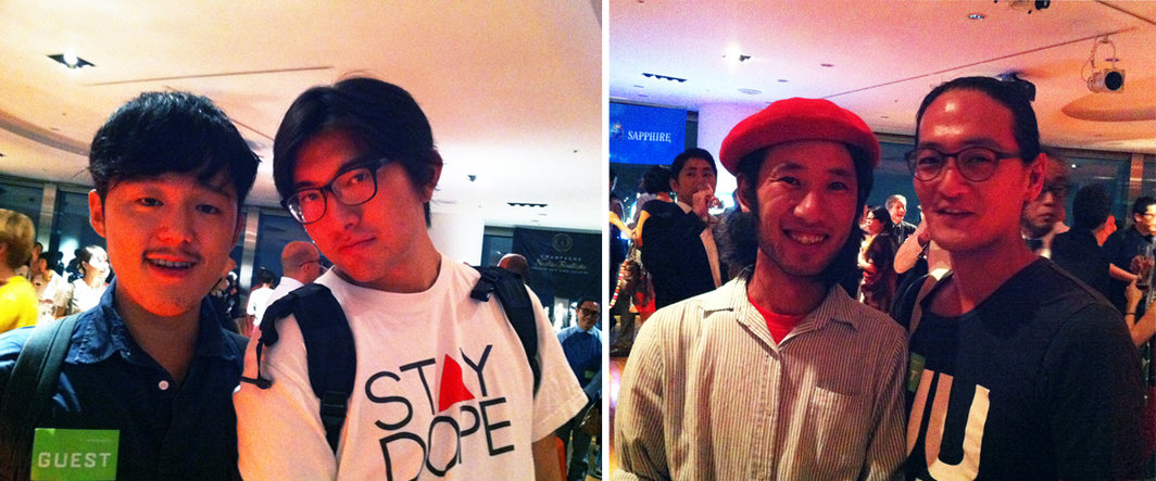 左：艺术家井出賢嗣和艺术家高石晃；右：艺术家丹羽良徳和艺术家今井俊介.