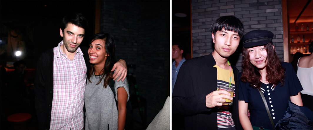 左：提诺·赛格尔团队的Descha von Daemgen与Sandhya von  Daemgen；右：艺术家陈轴与杨圆圆.