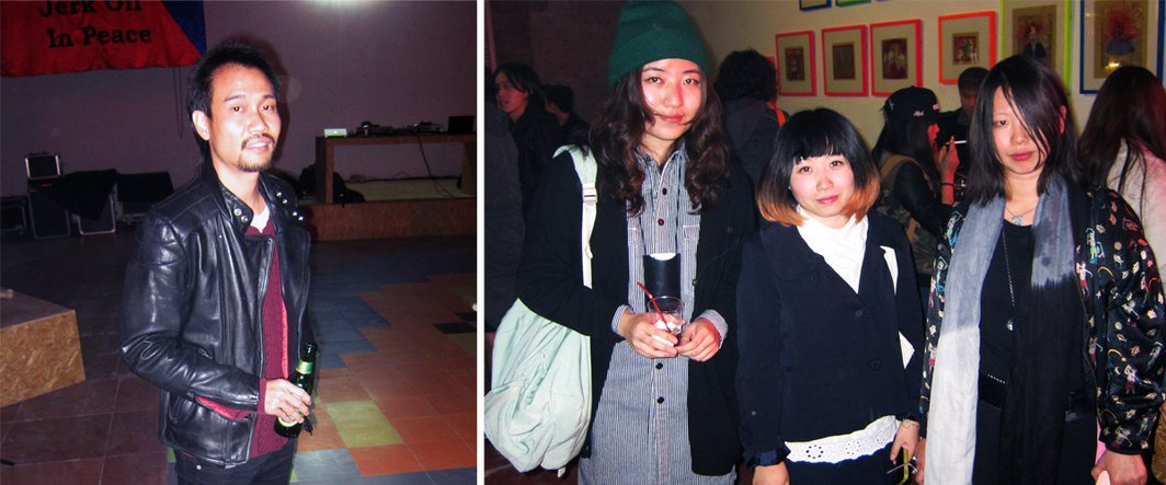 左：艺术家胡向前；右：艺术家杨圆圆，苑瑗与宋琨.