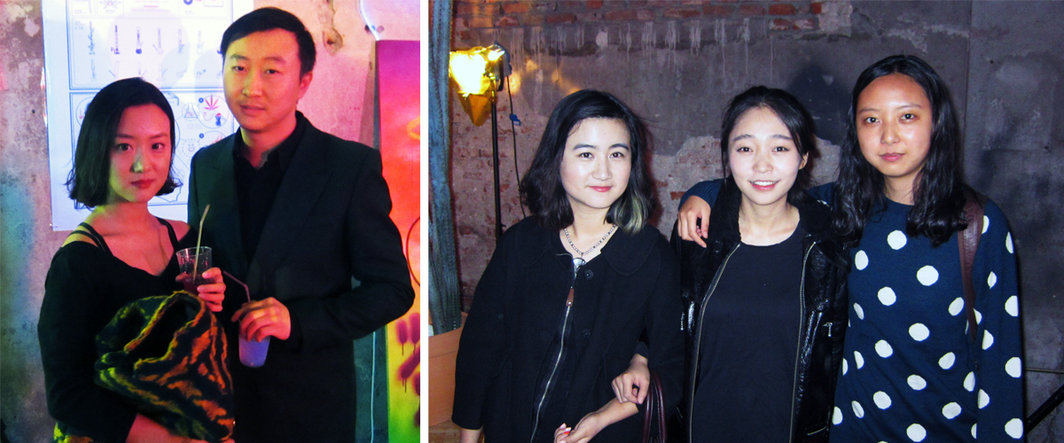 左：艺术经纪人马小鸥与艺术家郭鸿蔚；右：艺术家叶甫纳，朱洽与刘诗园.