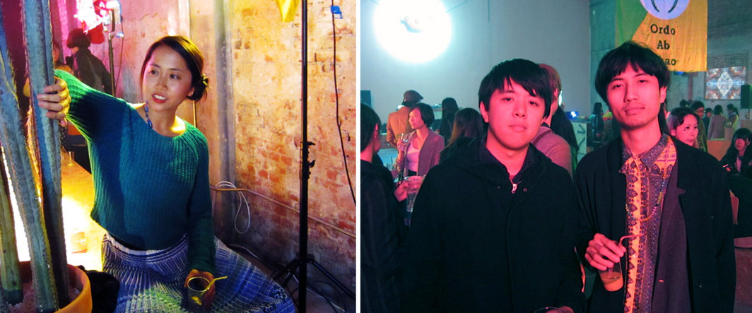 左：艺术家赵天汲；右：魔金石空间的Billy Tang与艺术家陈轴.